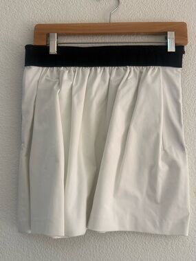 Milly White Circle Skirt with Black Waistband